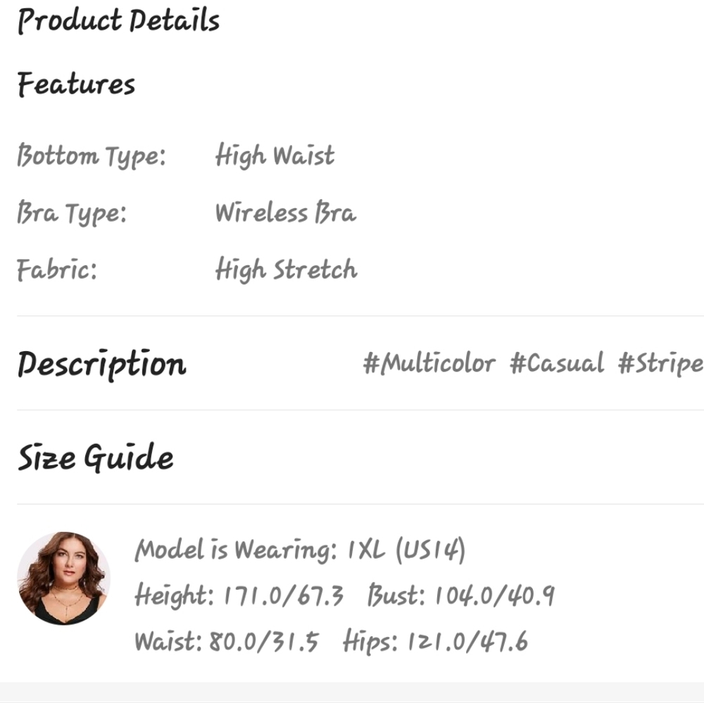 SHEIN 2 Piece Swimsuit High Waisted 1XL - Picture 8 of 8